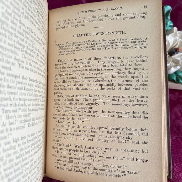 Ca 1899 Five Weeks in a Balloon by Jules Verne, Antique Book, William L. Allison - Picture 8 of 10